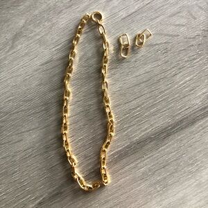 Gold necklace and earrings